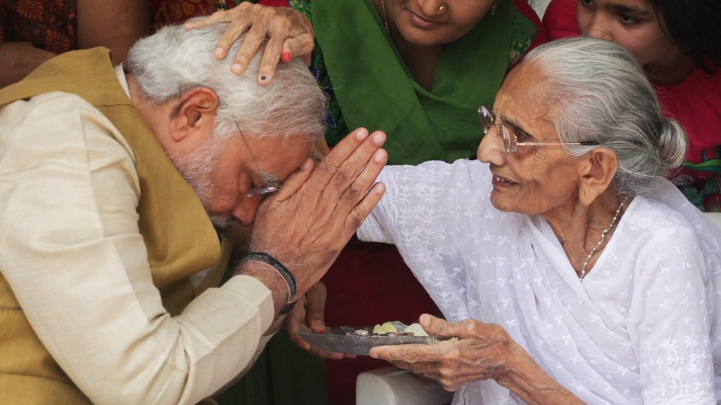 PM Modi Seeks Mother’s Blessings Before Casting Vote In Ahmedabad